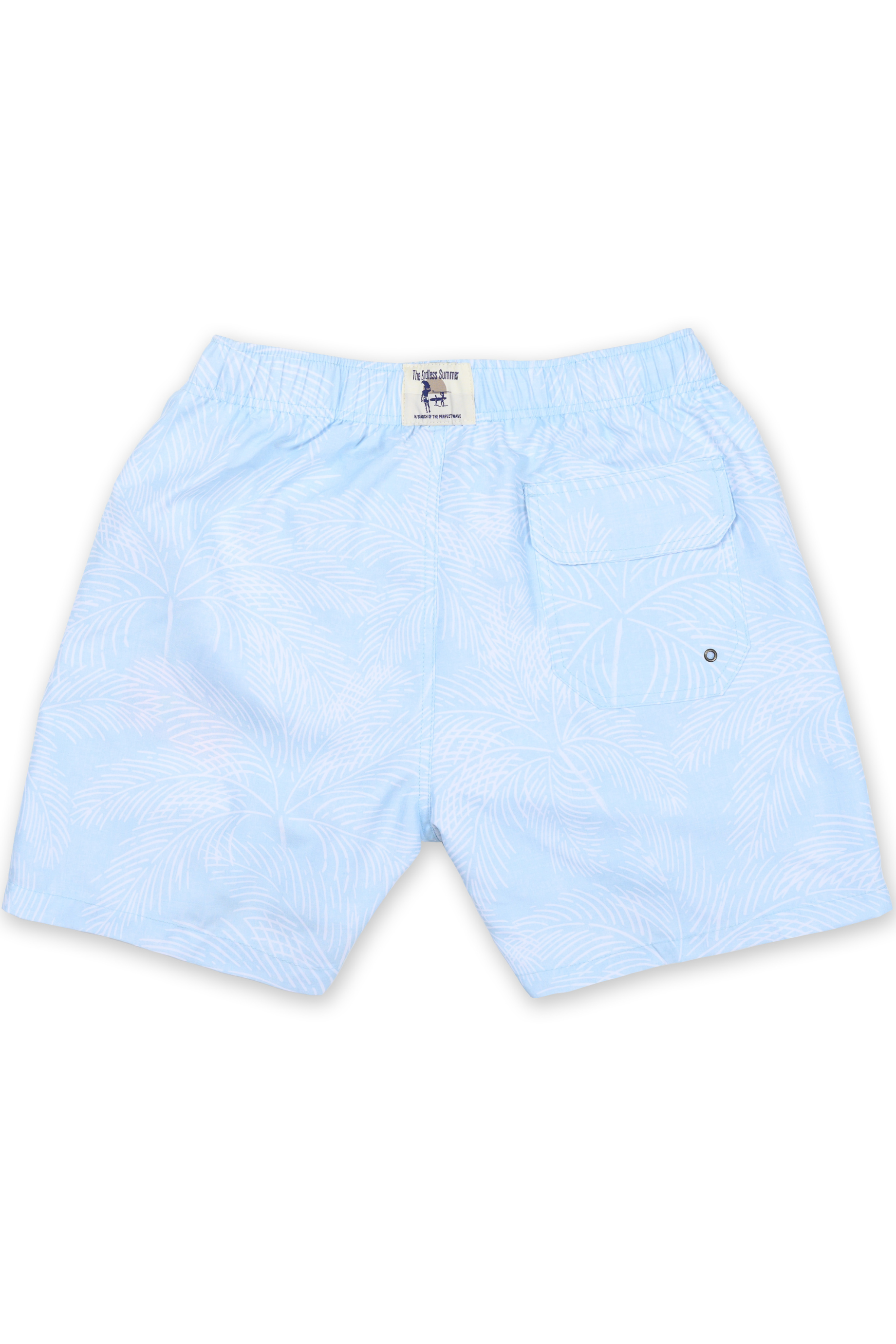 BOYS SWIM SHORTS W/ PALM TREE PRINT - LIGHT BLUE