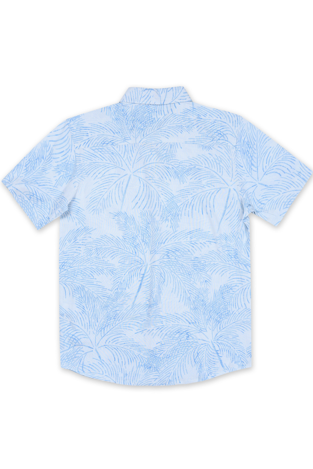 BOYS SHORT SLEEVE RAYON BUTTON DOWN W/ PALM TREE PRINT - LIGHT BLUE