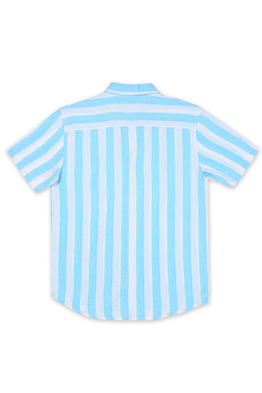 MENS SHORT SLEEVE RAYON BUTTON DOWN W/ CABANA STRIPE - AQUA