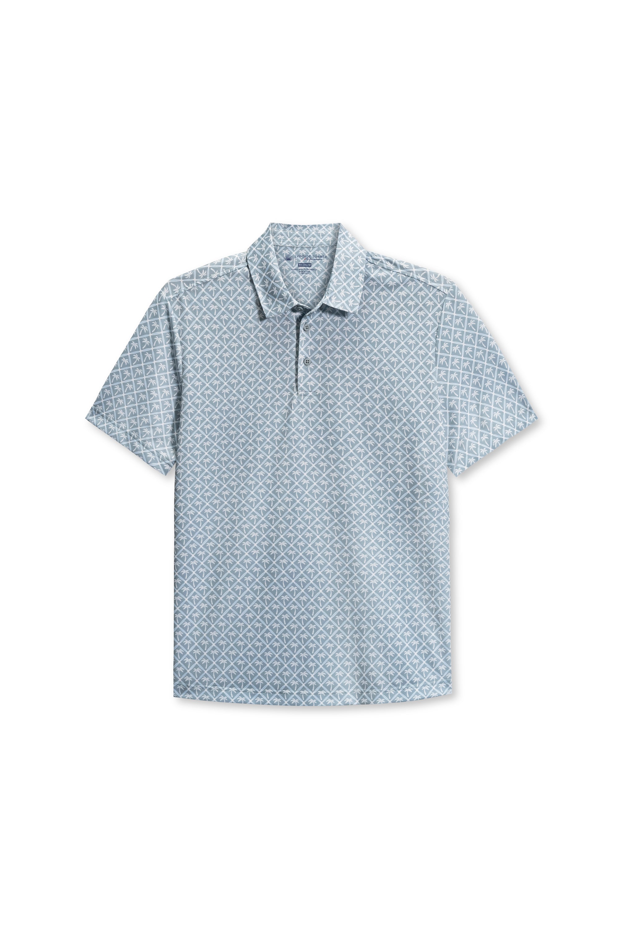 Mens Performance Tech Polo w/ Geo Palm Print