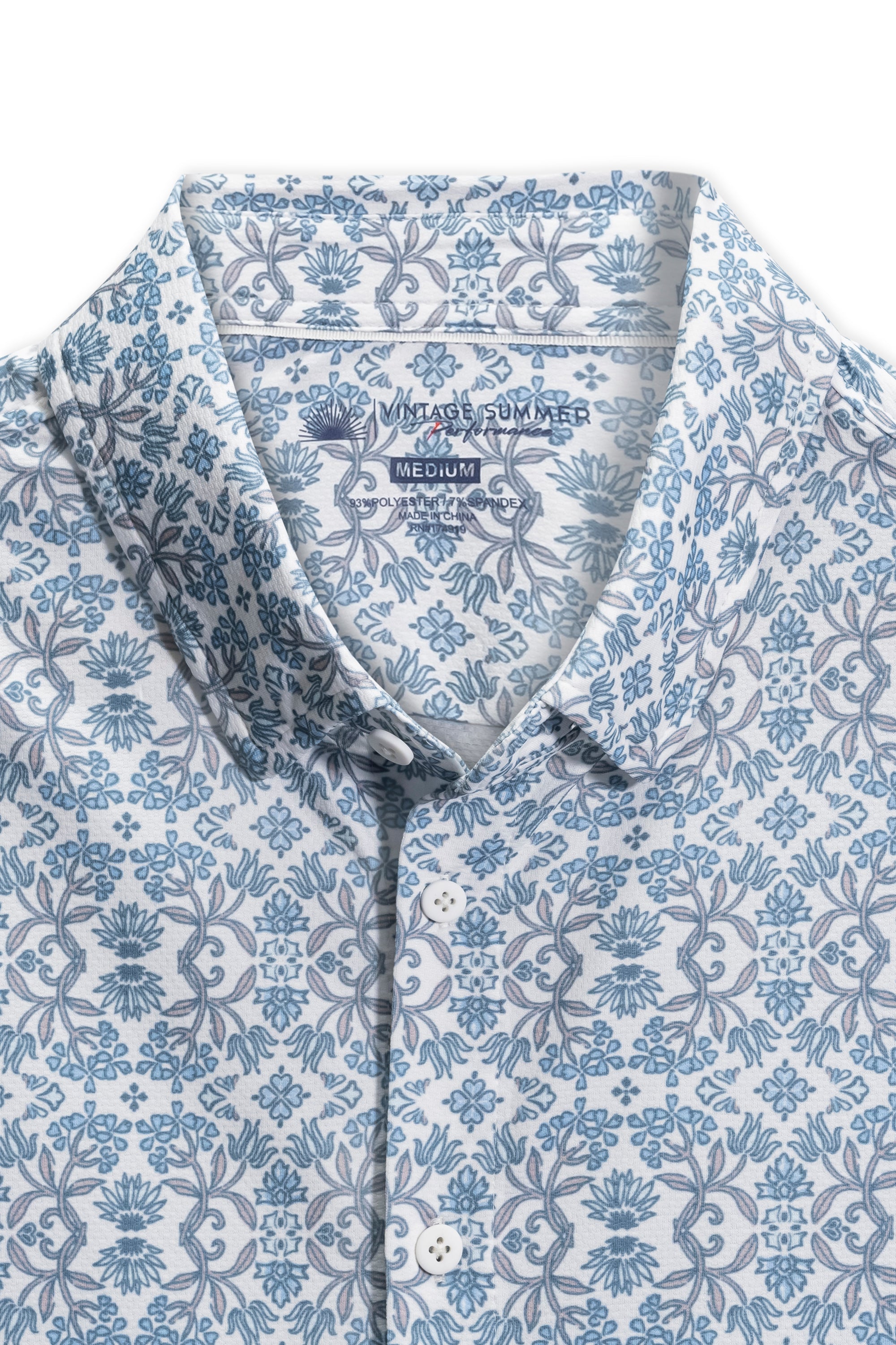 Mens Performance Tech Button Down w/ Geo Print