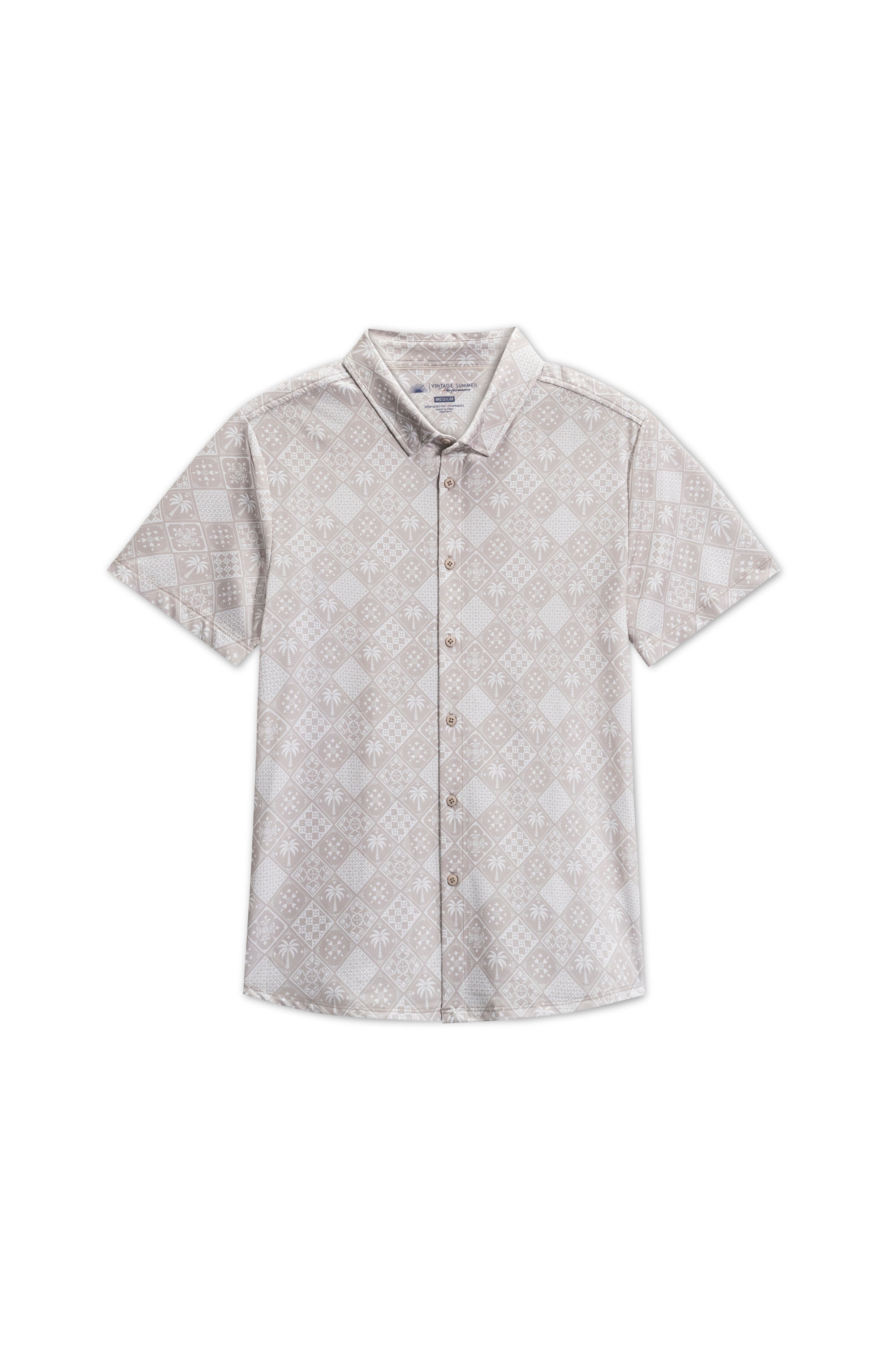 Mens Performance Tech Button Down w/ Diamond Print