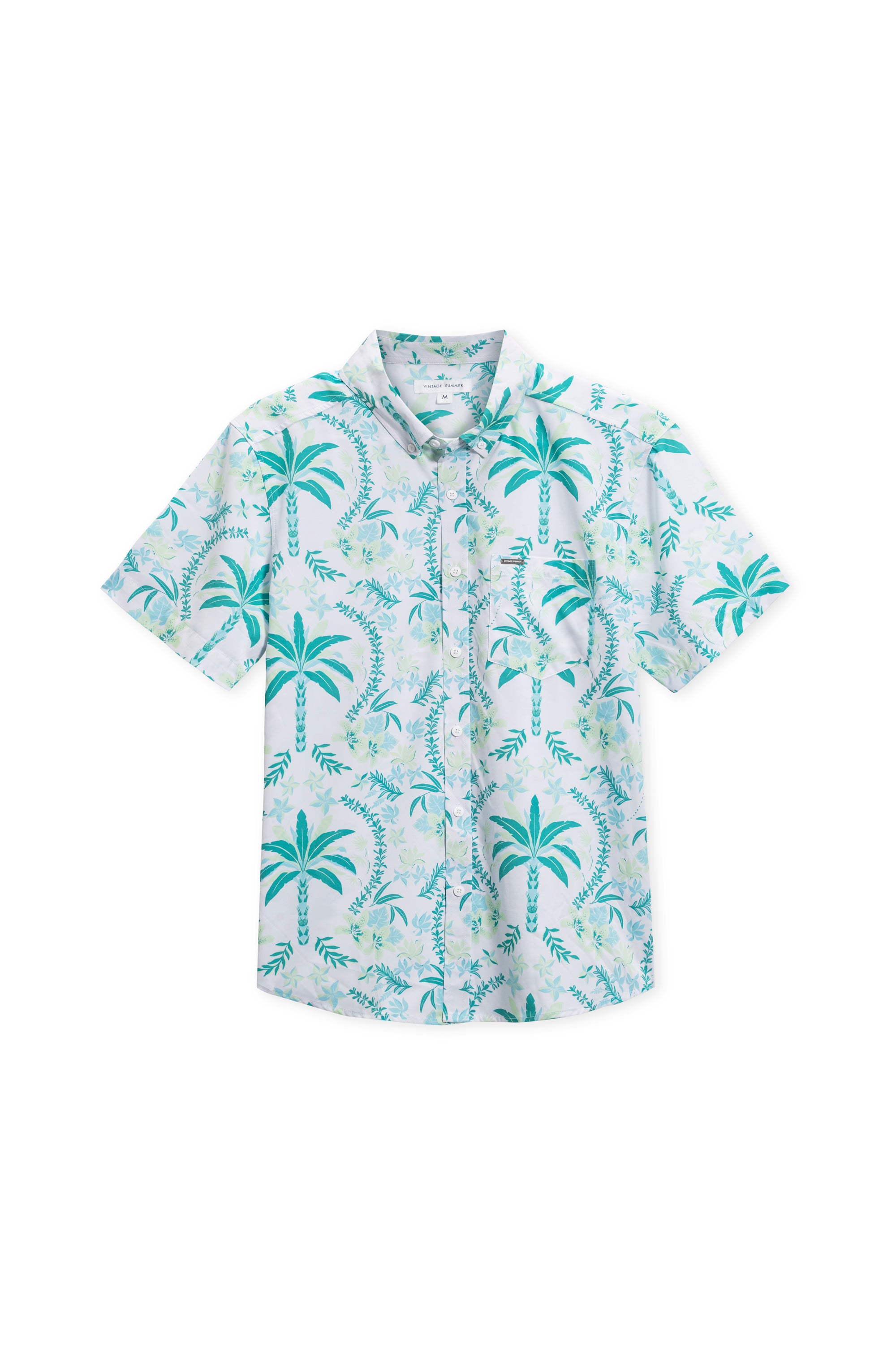 MENS VINTAGE STRETCH BUTTONDOWN - ORNATE PALM PRINT