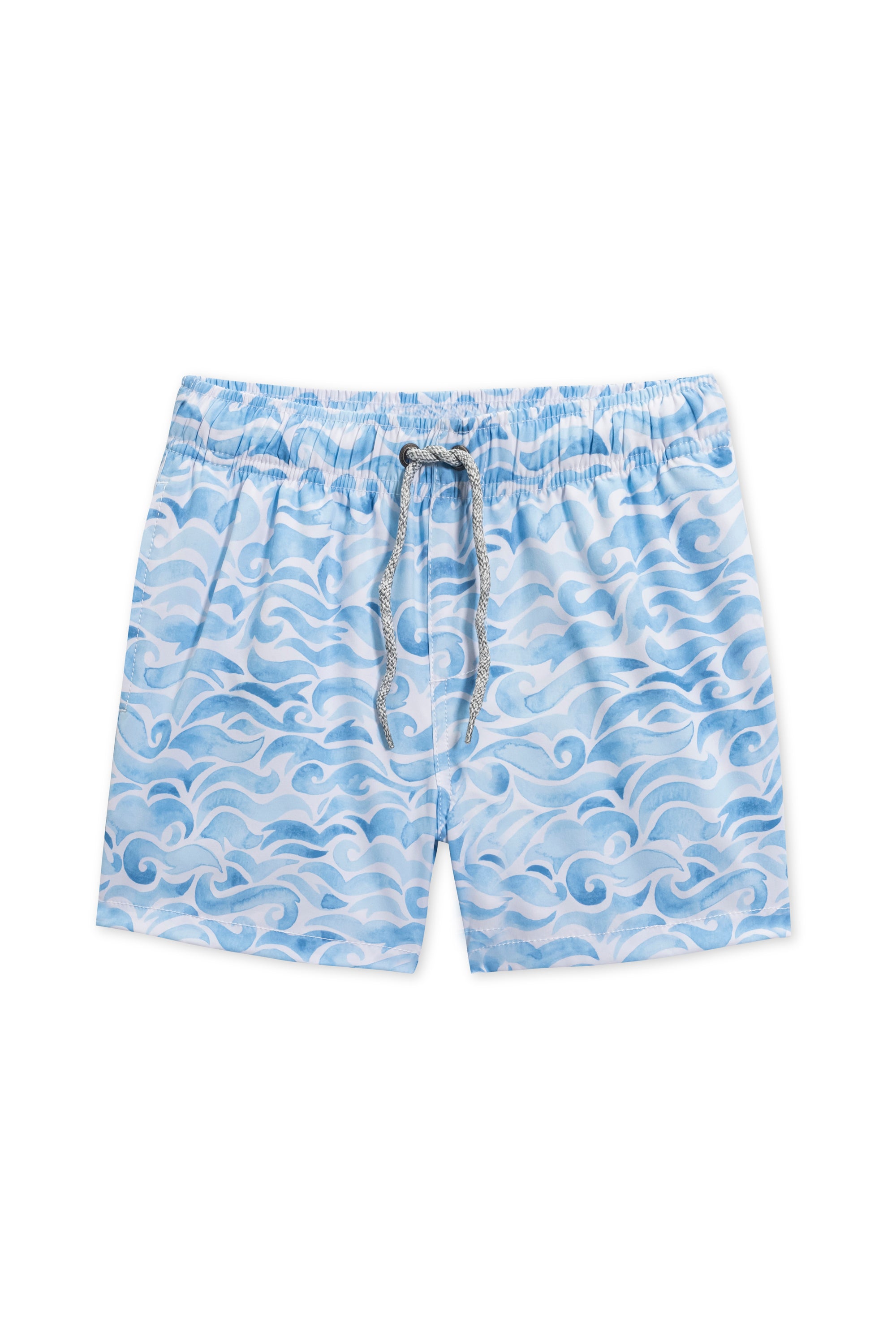 Boys Vintage Stretch Swim Short - Watercolor Wave Print