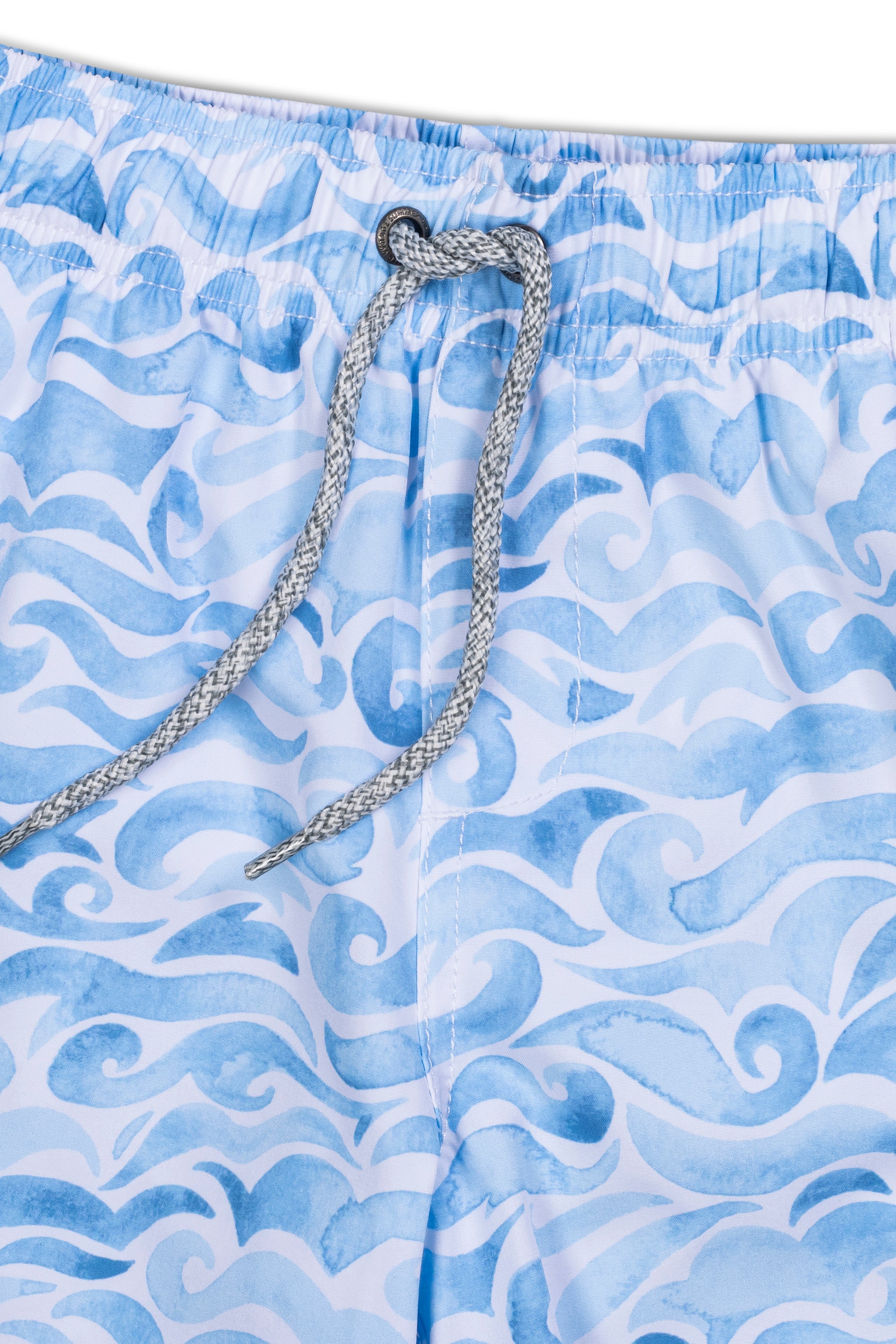 Boys Vintage Stretch Swim Short - Watercolor Wave Print