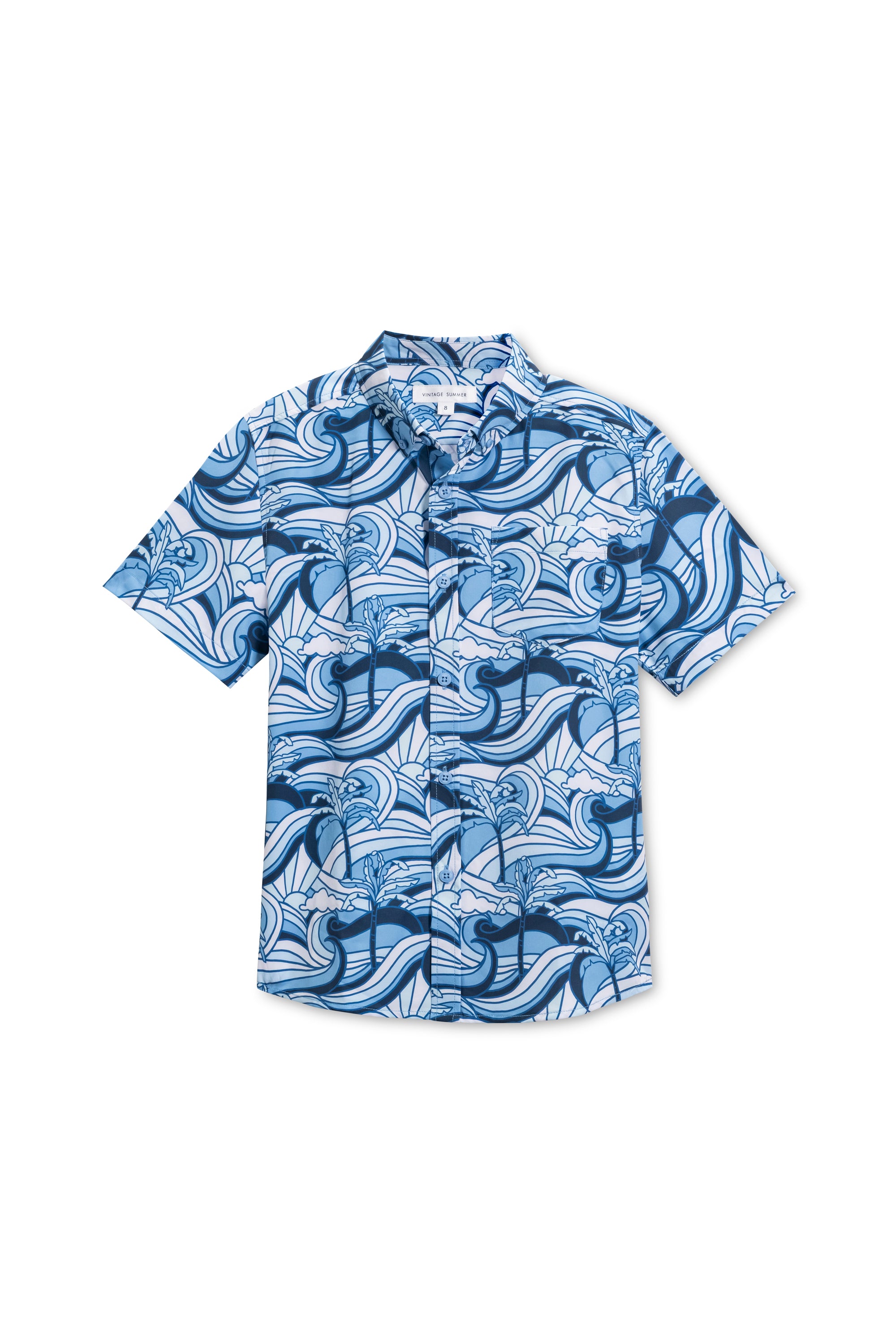 Boys Vintage Stretch Button-Down - Wave Sun Print