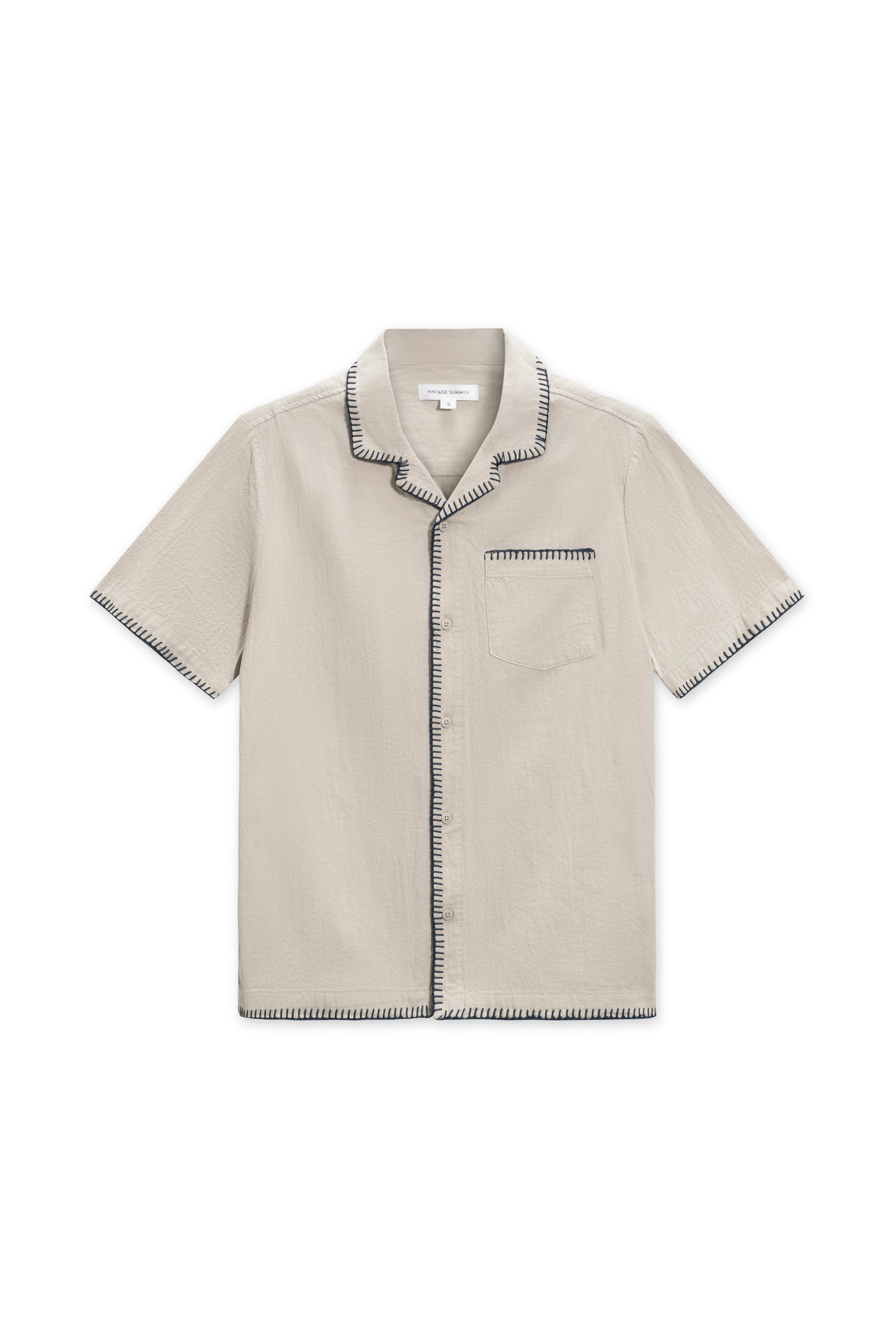 Men's Textured Embroidered Camp Shirt