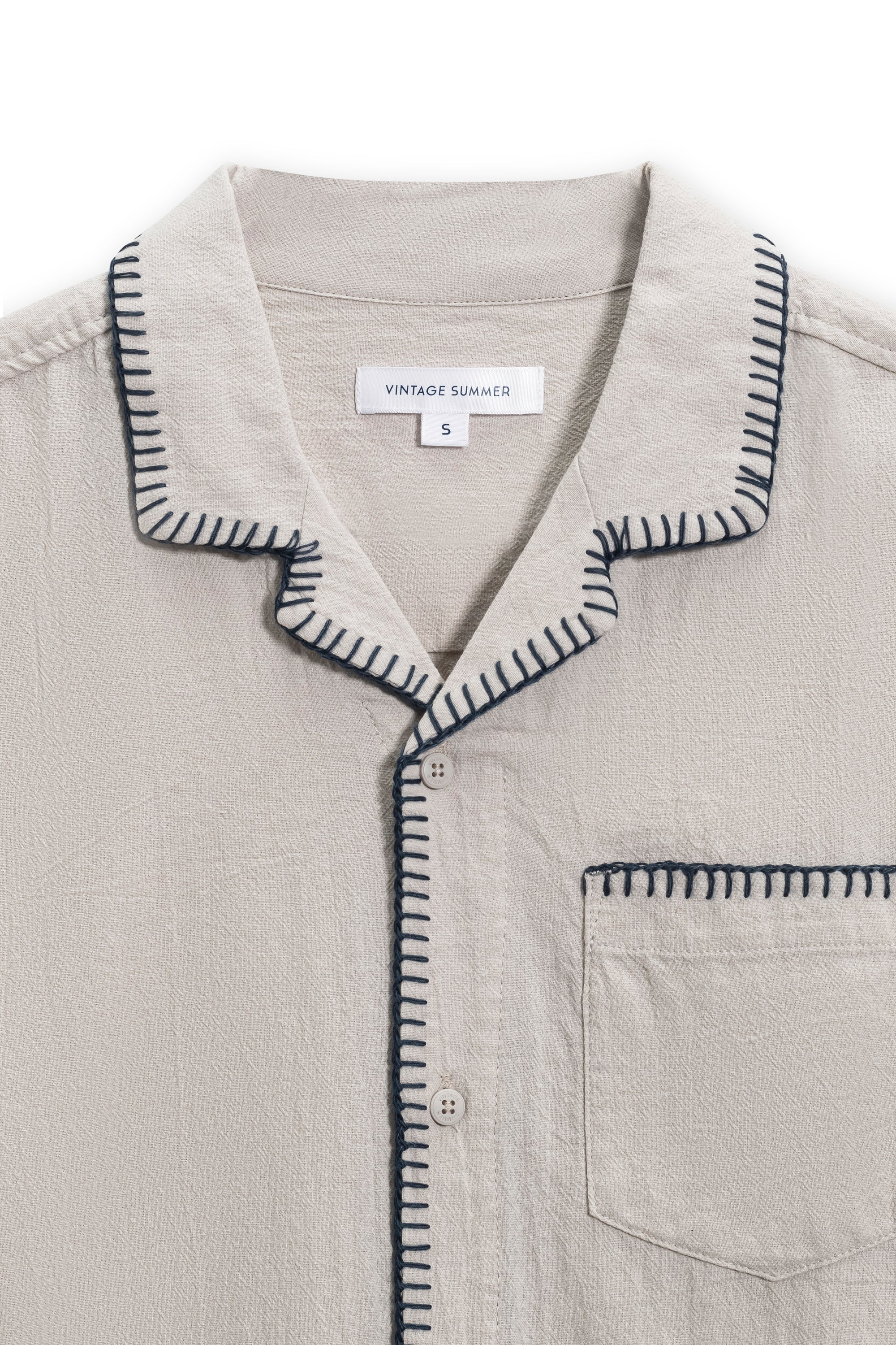 Men's Textured Embroidered Camp Shirt