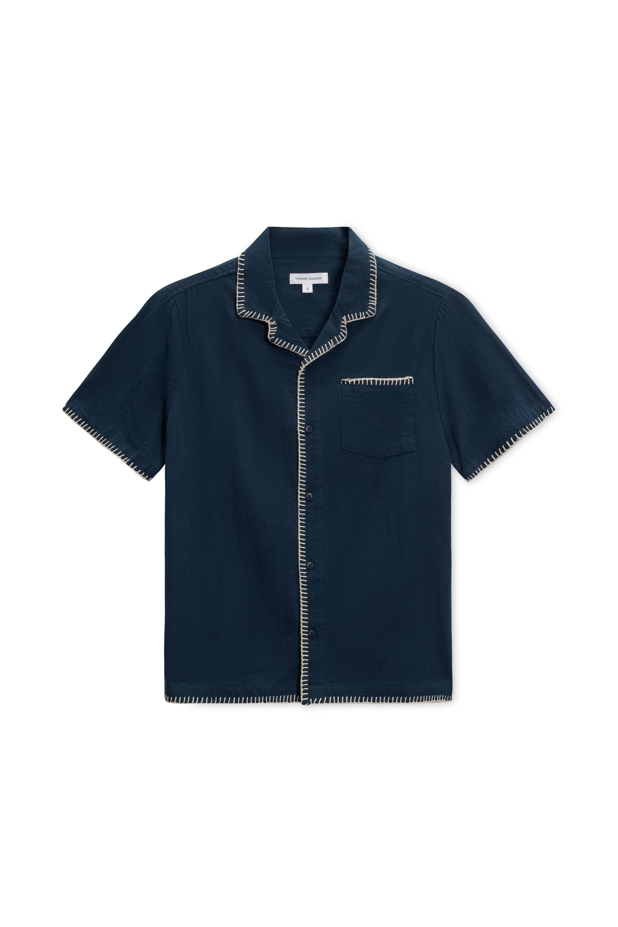 Men's Textured Embroidered Camp Shirt