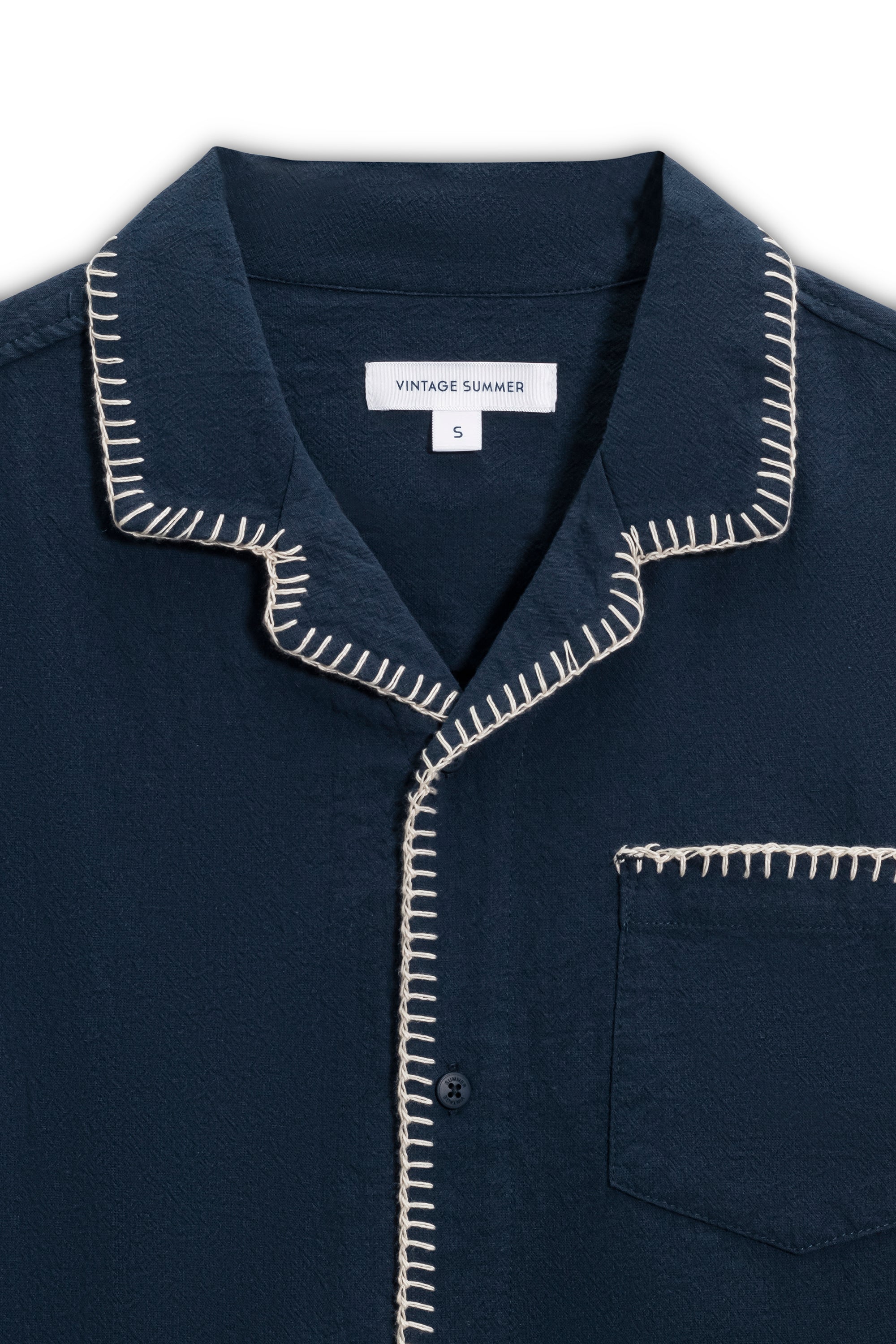 Men's Textured Embroidered Camp Shirt