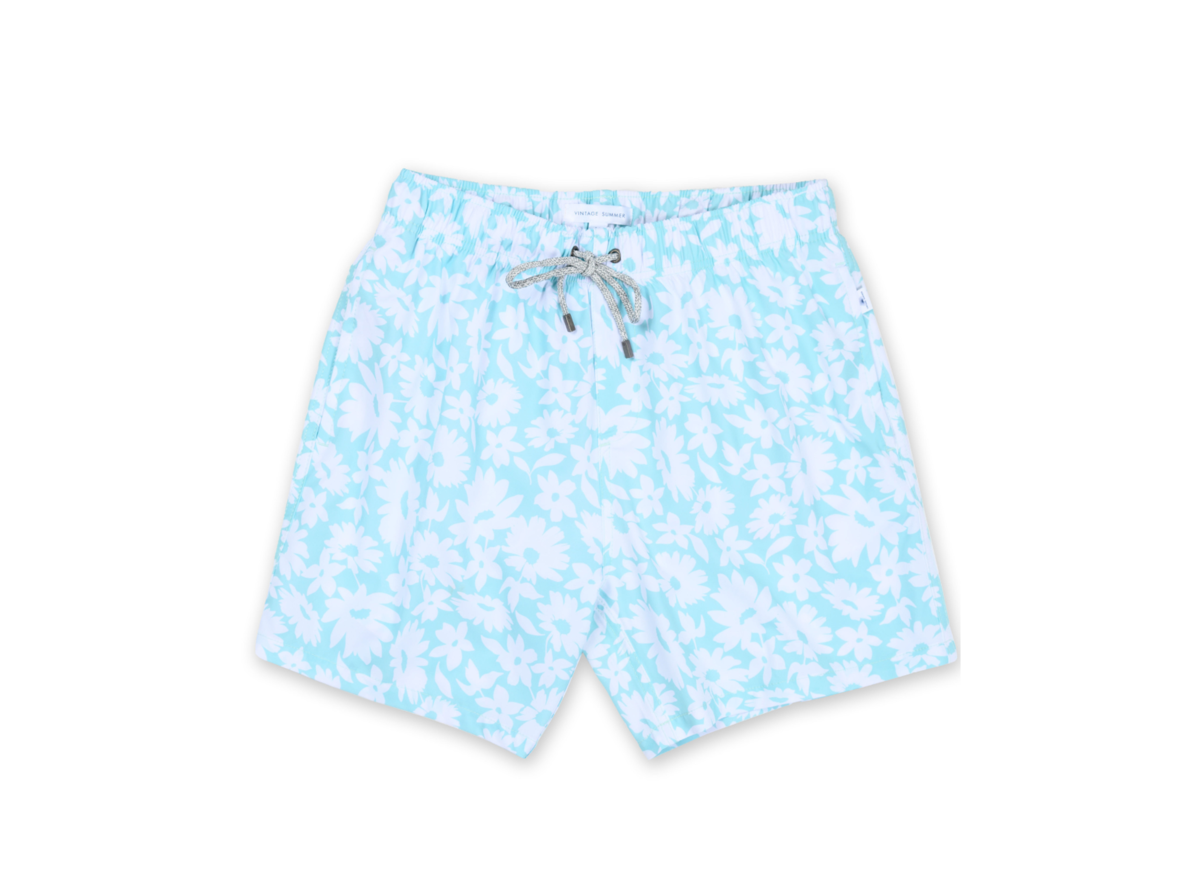 MENS SWIM SHORTS W/ DAISY PRINT - MINT