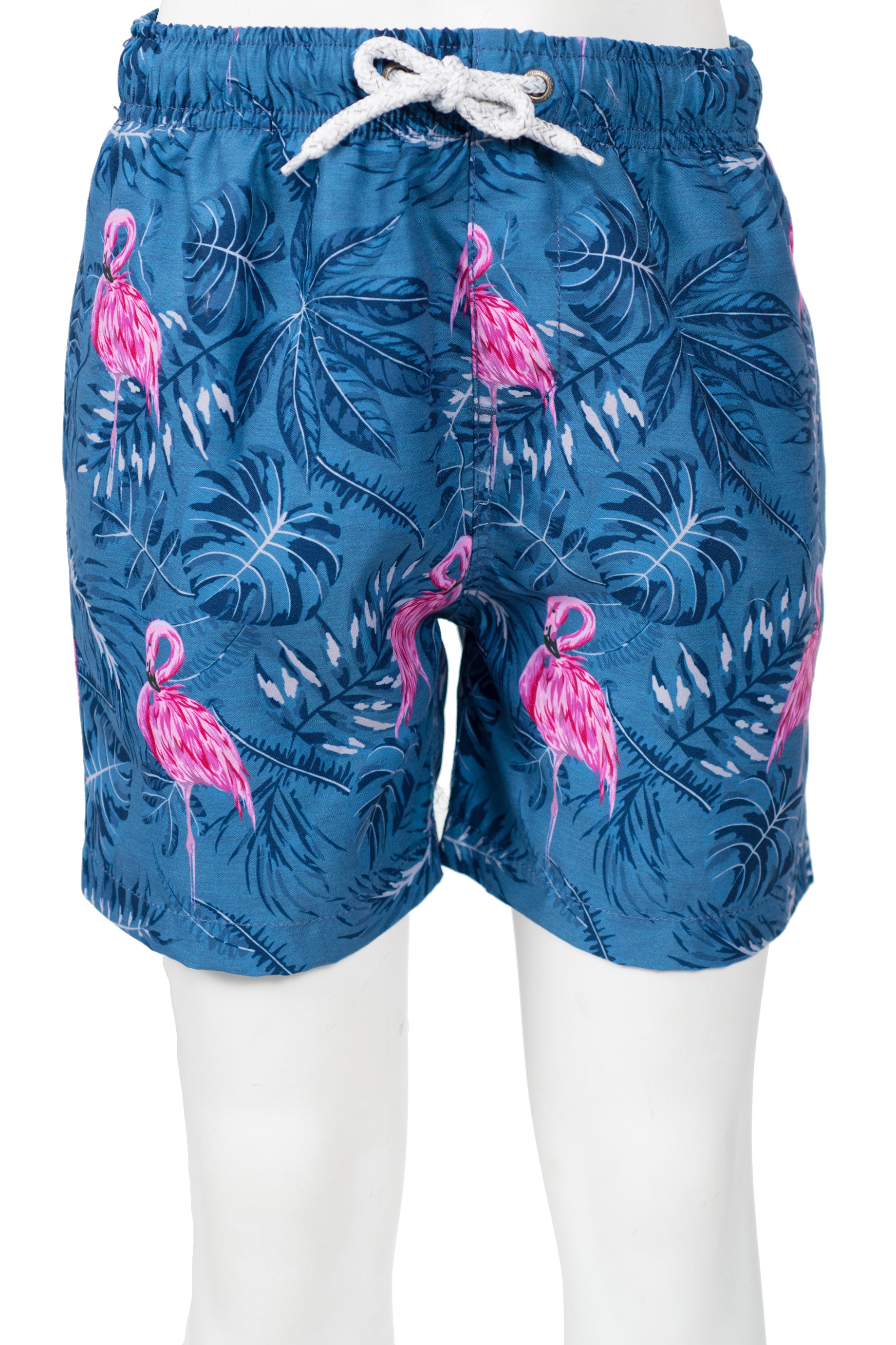 BOYS TROPICAL FLAMINGO SWIM SHORTS - DENIM