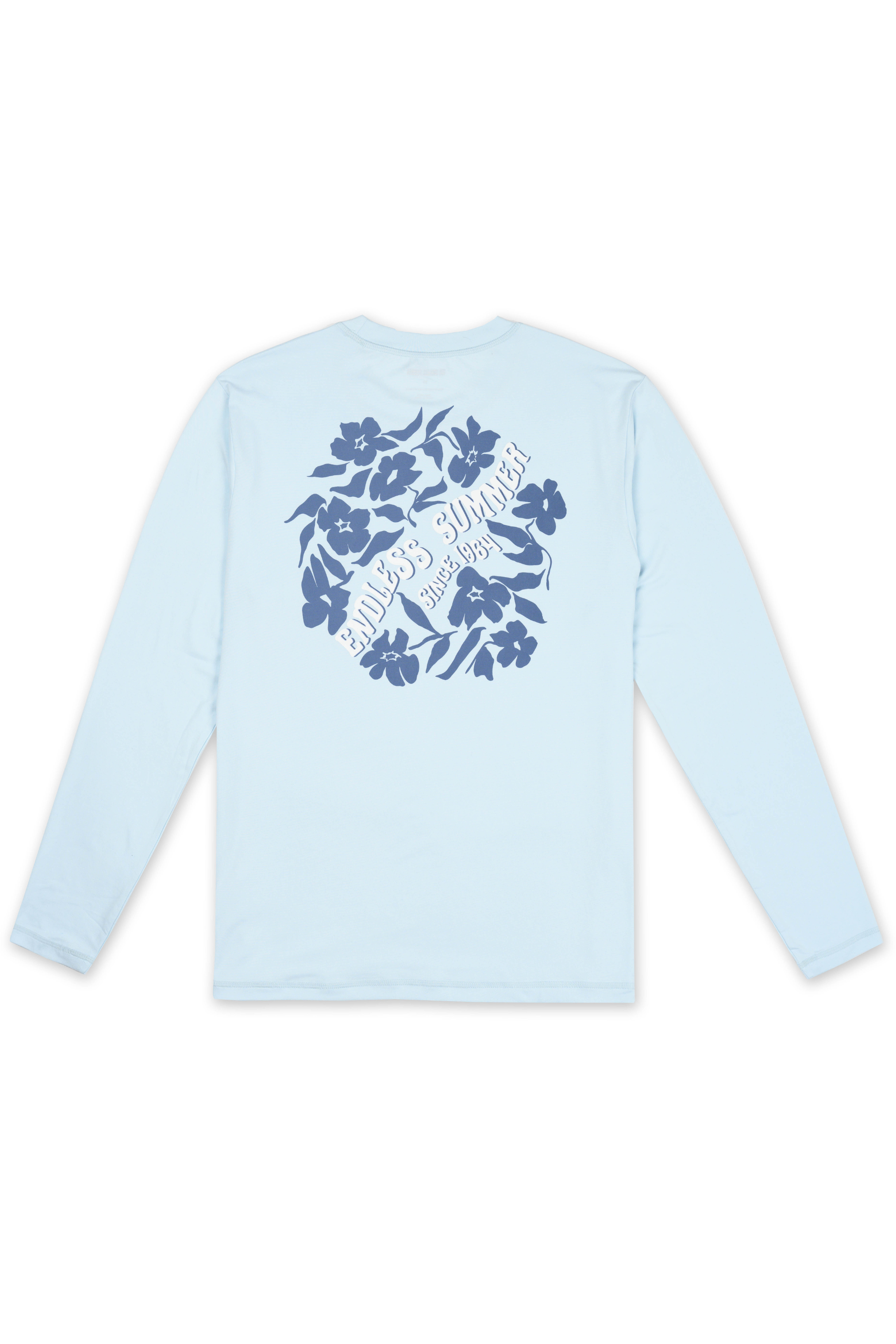 BOYS LONG SLEEVE FLOWER PRINT SUNSHIRT - LIGHT BLUE