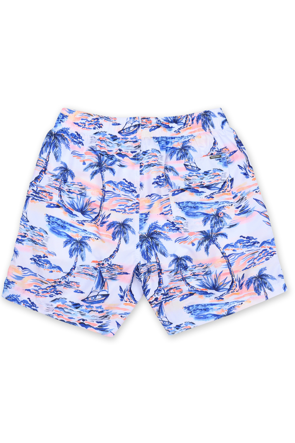 MENS SWIM SHORTS W/ SCENIC PRINT - PINK