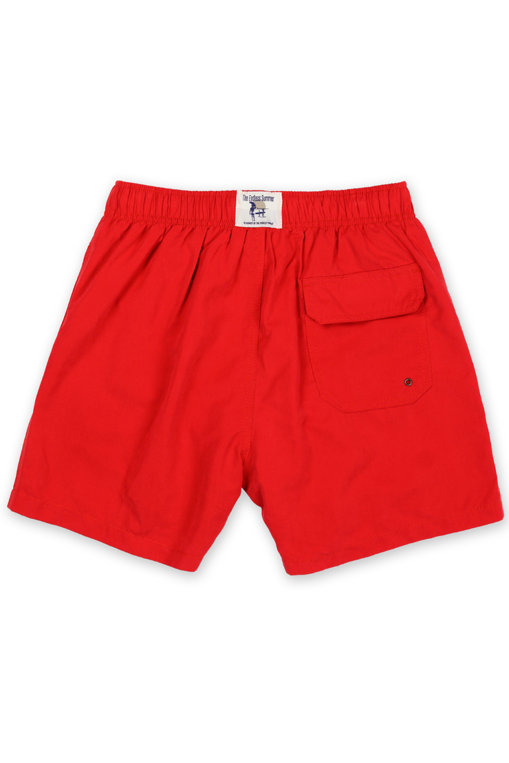 MENS SOLID SWIM SHORTS - RED