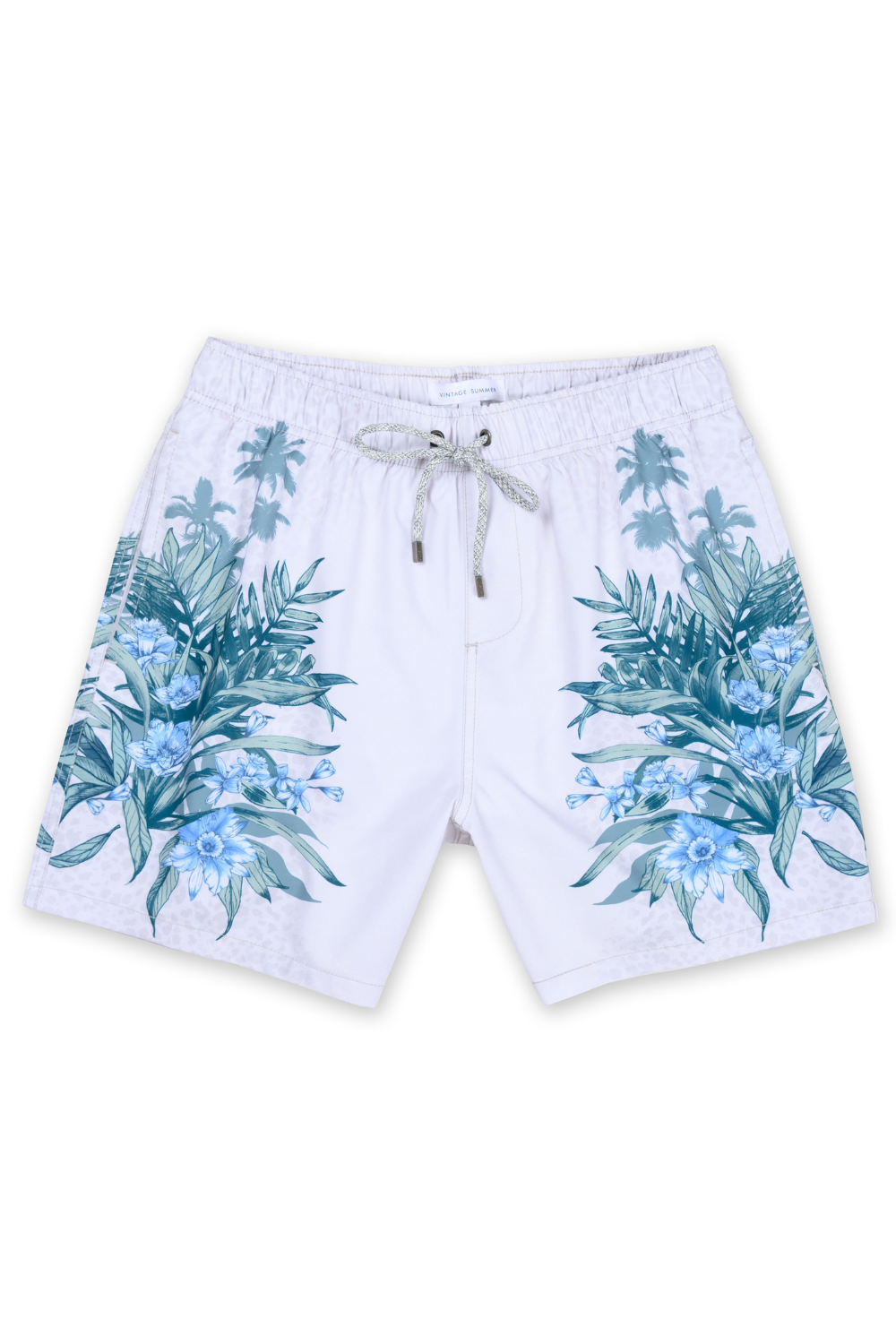 MENS SWIM SHORTS W JUNGLE CHEETAH PRINT KHAKI