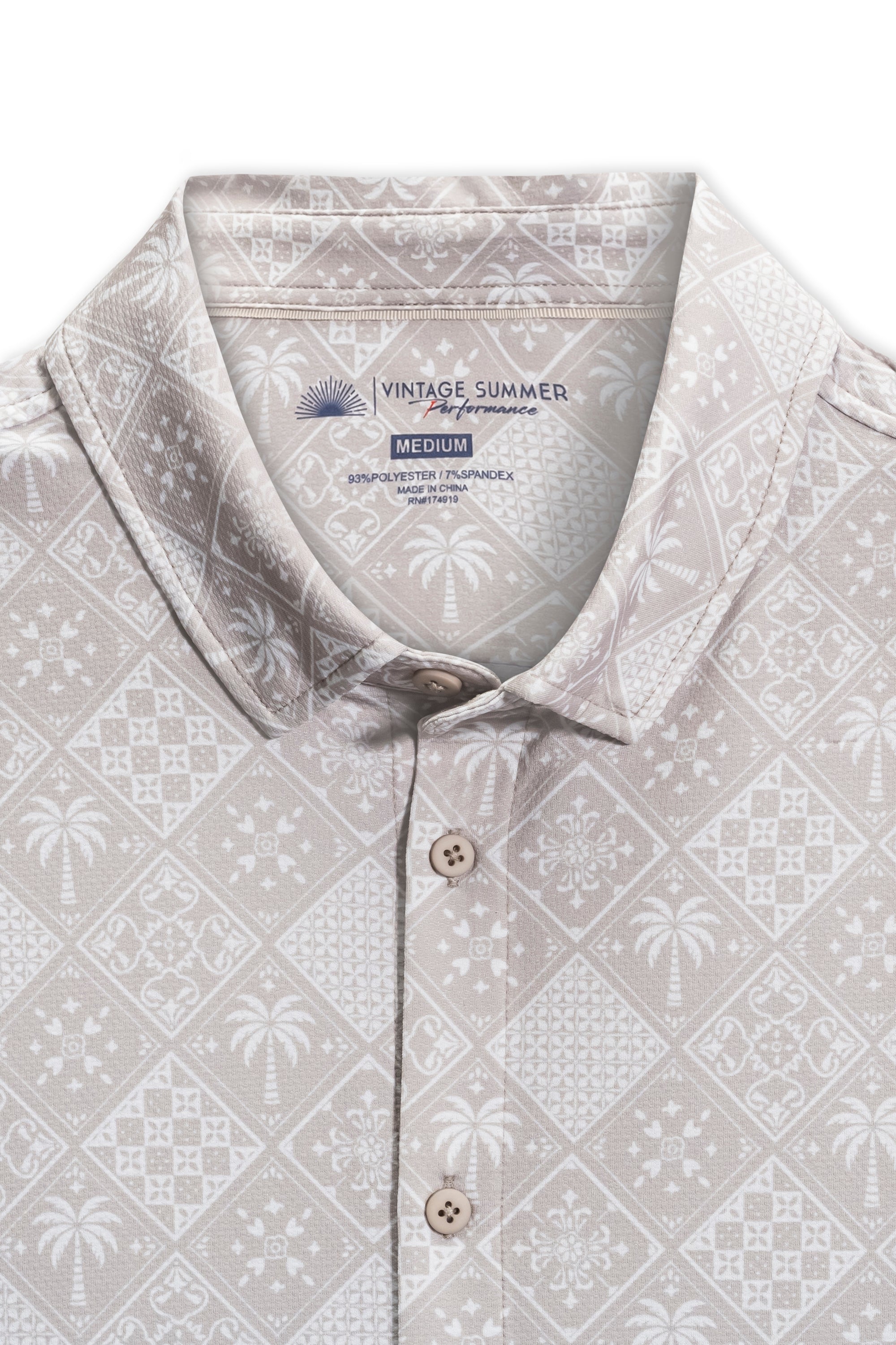 Mens Performance Tech Button Down w/ Diamond Print