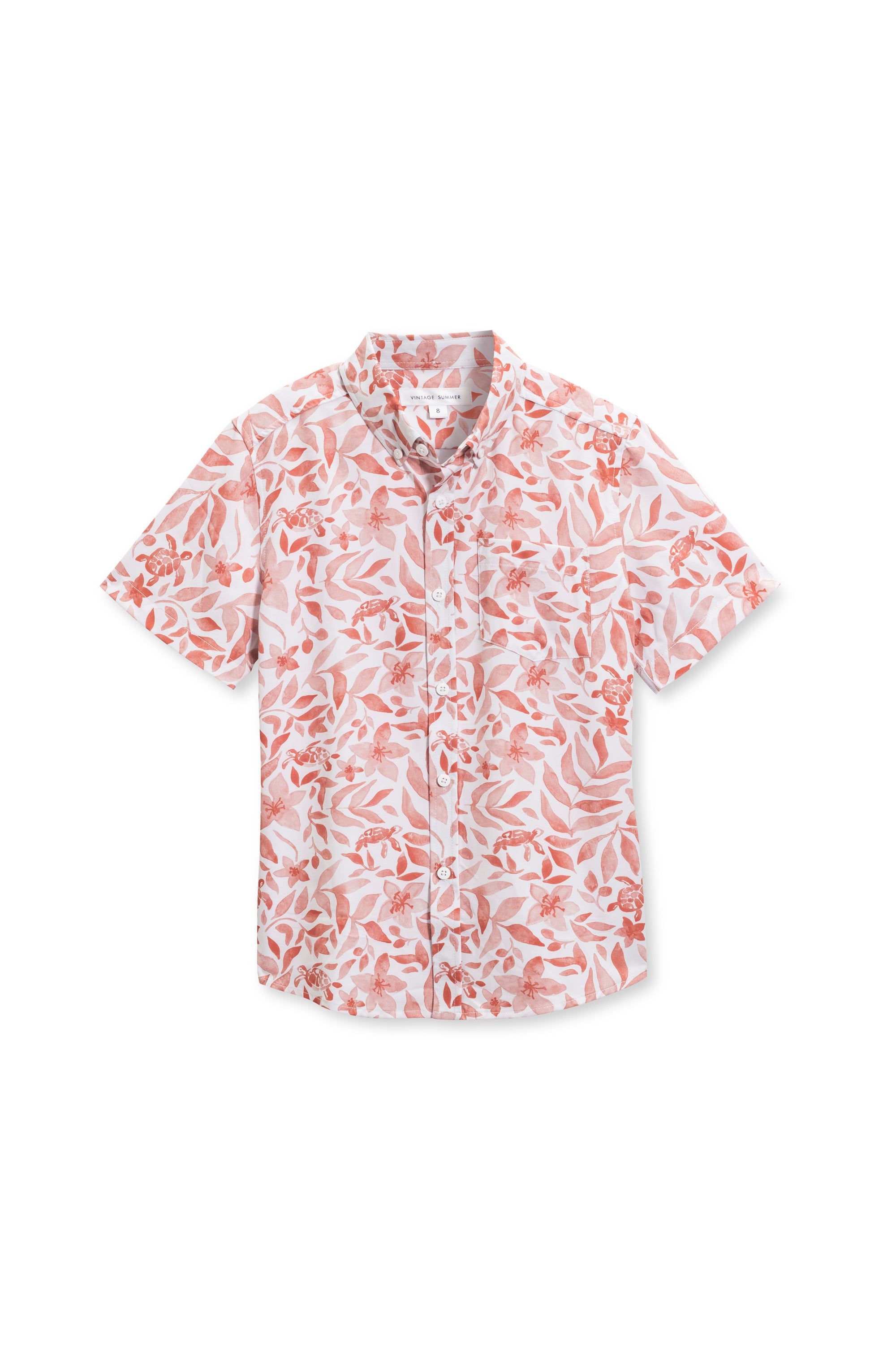 Boys Vintage Stretch Button-Down - Watercolor Turtle Print
