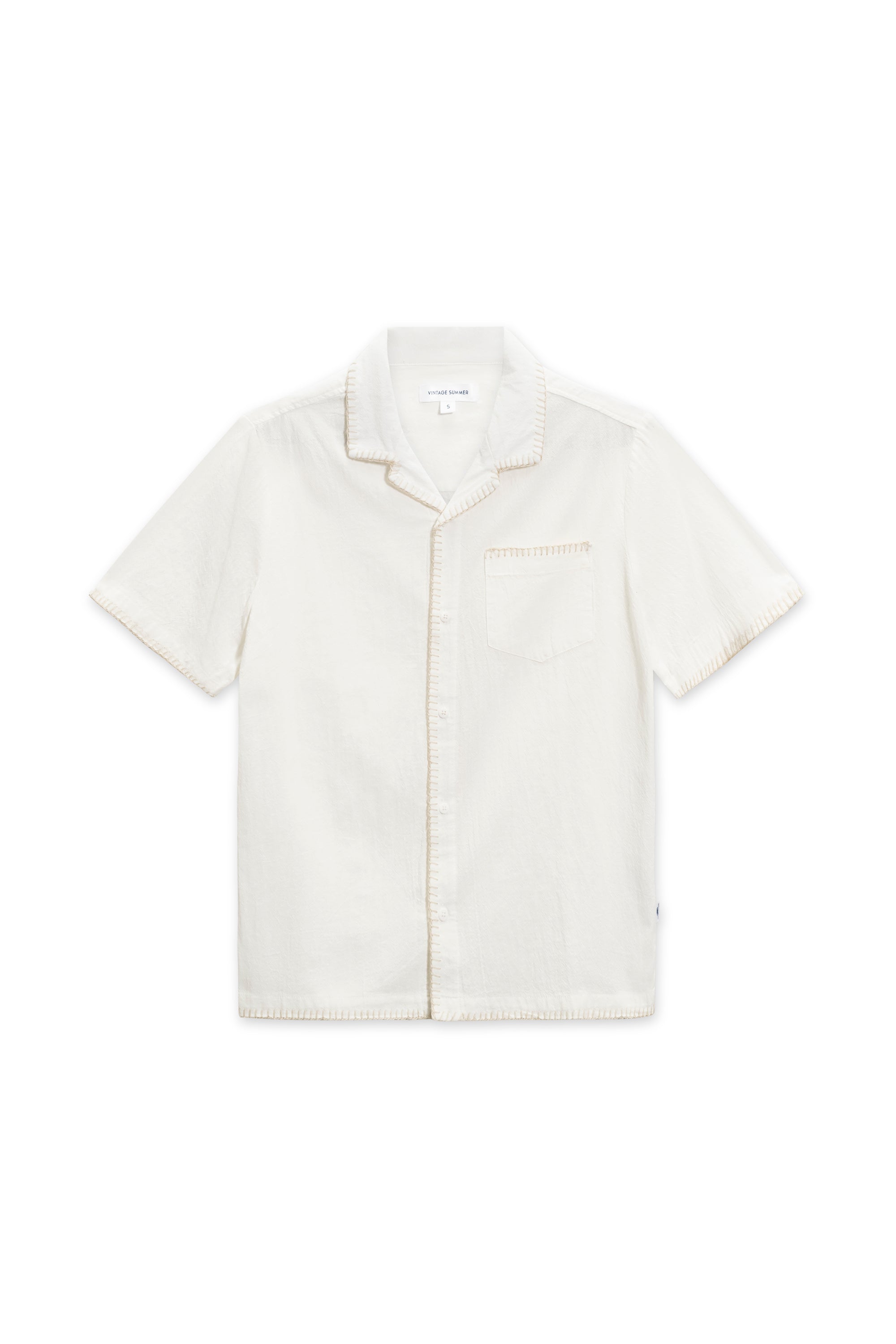 Men's Textured Embroidered Camp Shirt