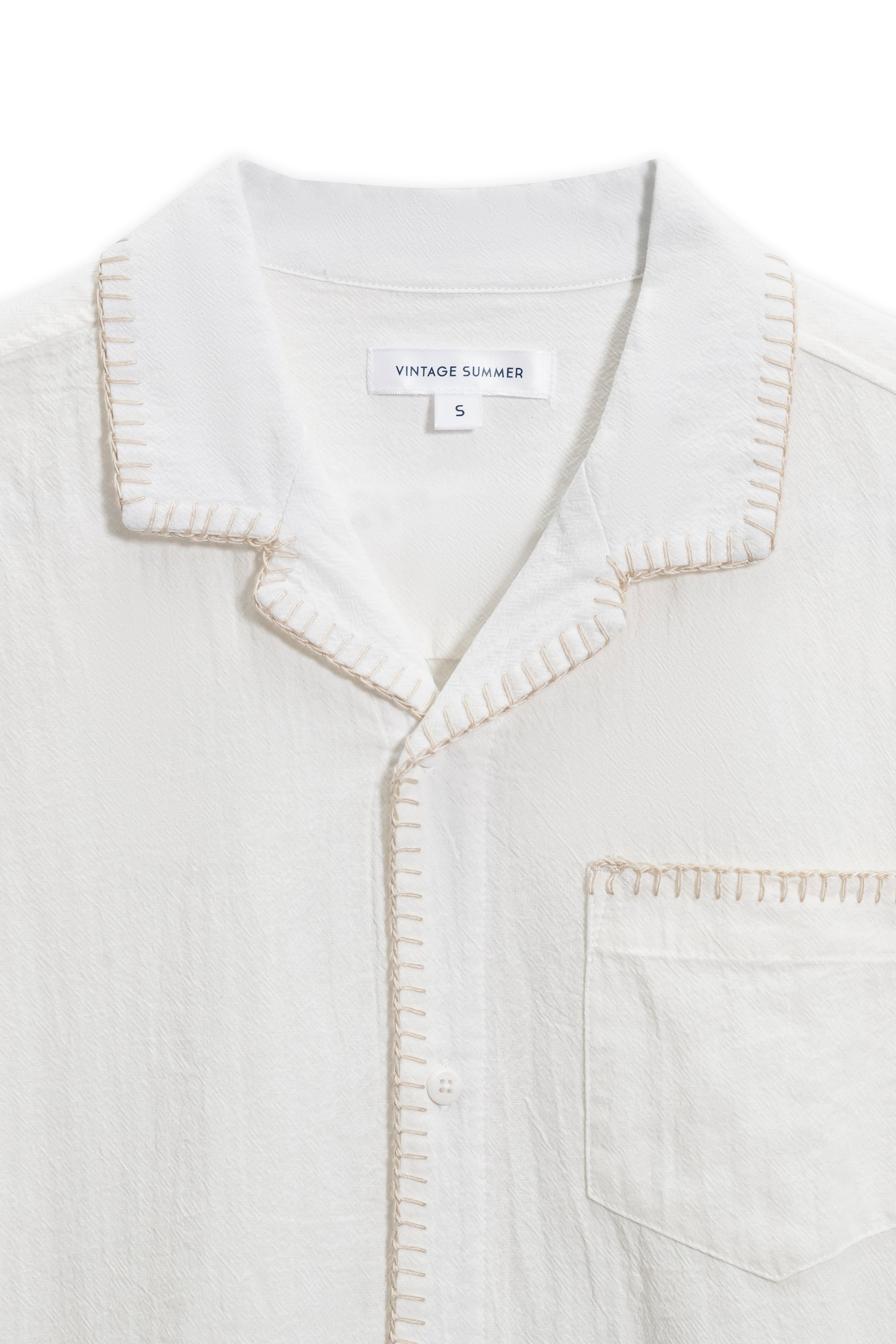 Men's Textured Embroidered Camp Shirt