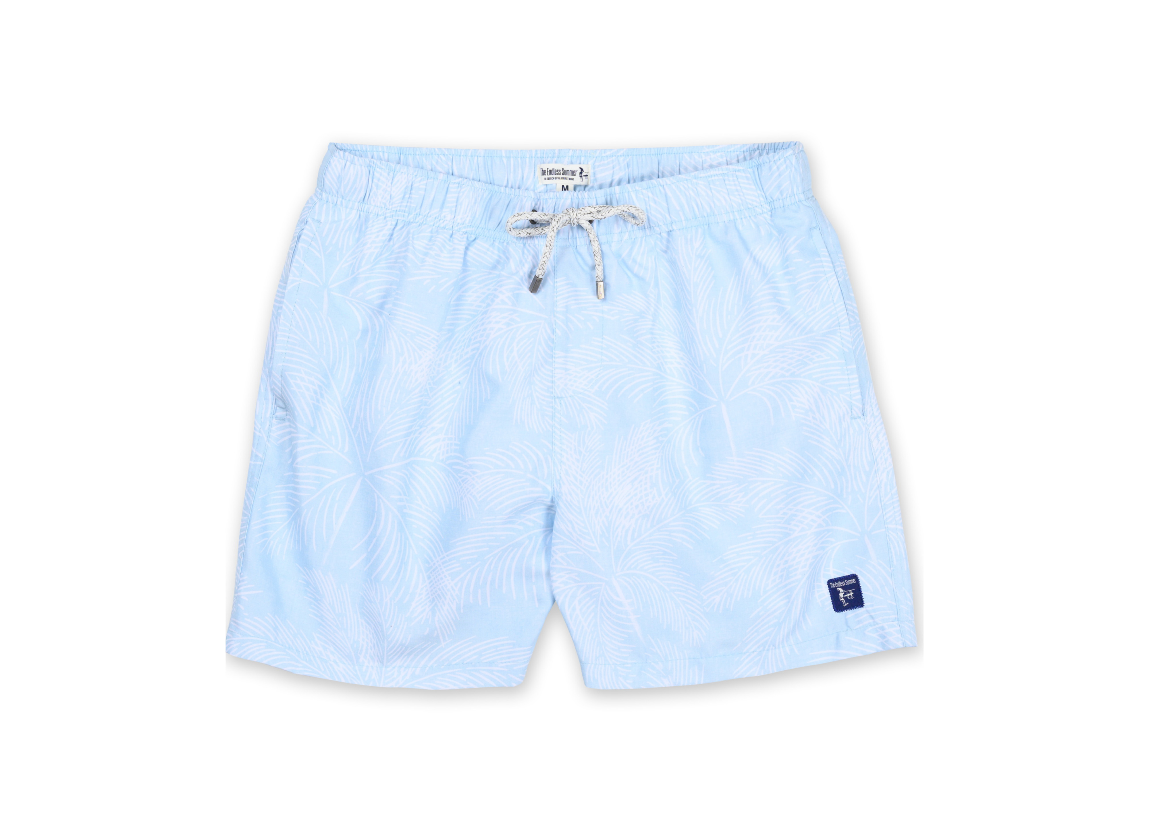 BOYS SWIM SHORTS W/ PALM TREE PRINT - LIGHT BLUE