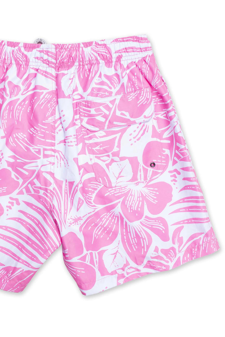 MENS ALL OVER FLORAL SWIM SHORTS - PINK