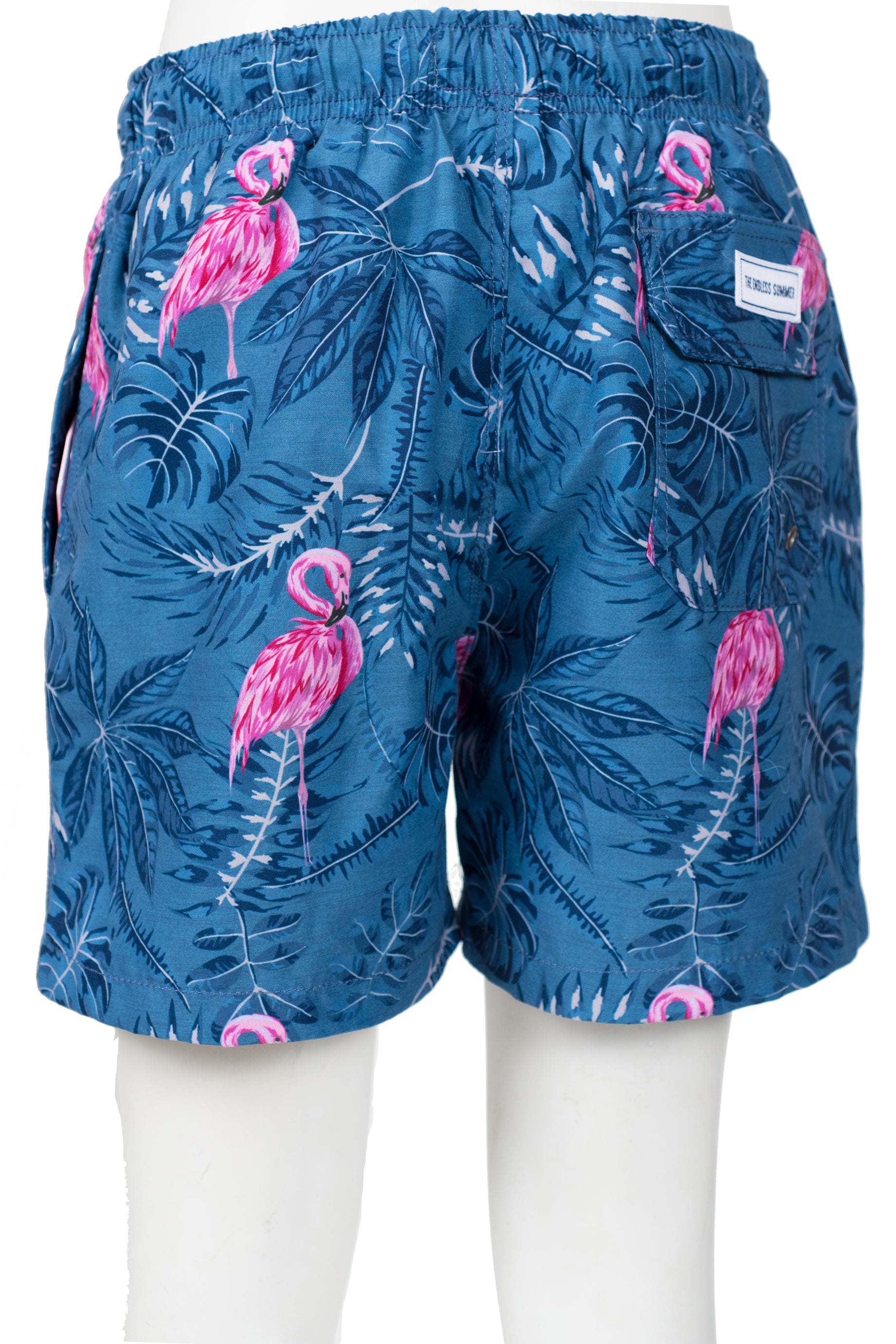 BOYS TROPICAL FLAMINGO SWIM SHORTS - DENIM