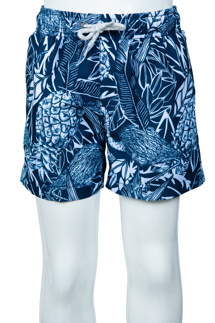 TODDLER PINEAPPLE & FLAMINGO SWIM SHORTS - NAVY