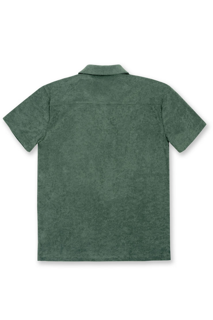 MENS SOLID TERRY CLOTH PULLOVER SHORT SLEEVE POLO - SAGE