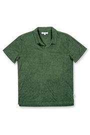 MENS SOLID TERRY CLOTH PULLOVER SHORT SLEEVE POLO - SAGE