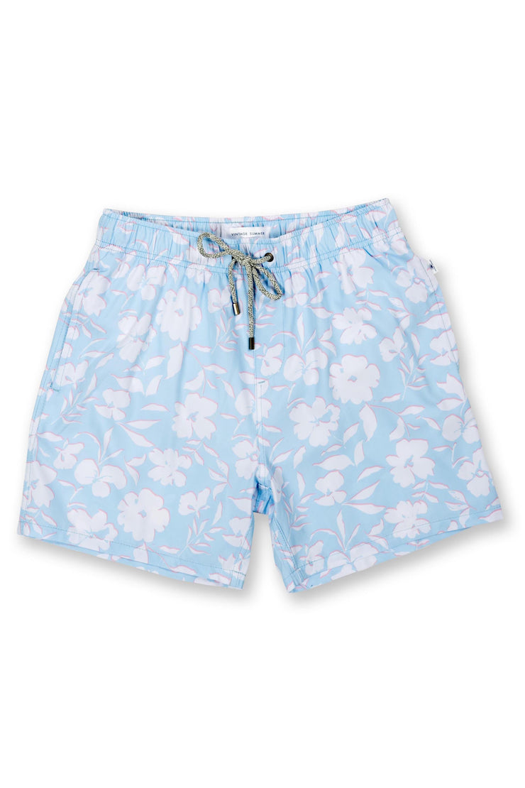 Kid's Swim Shorts Green and Blue Cannage Technical Canvas with Tie-Dye  Print